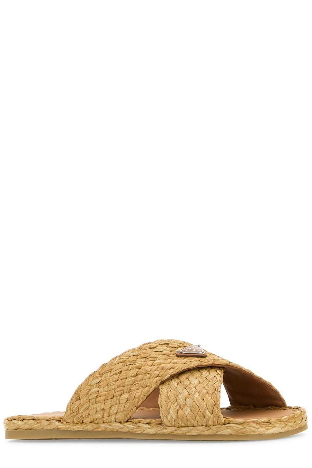 Prada Triangle-Logo Slip-On Sandals