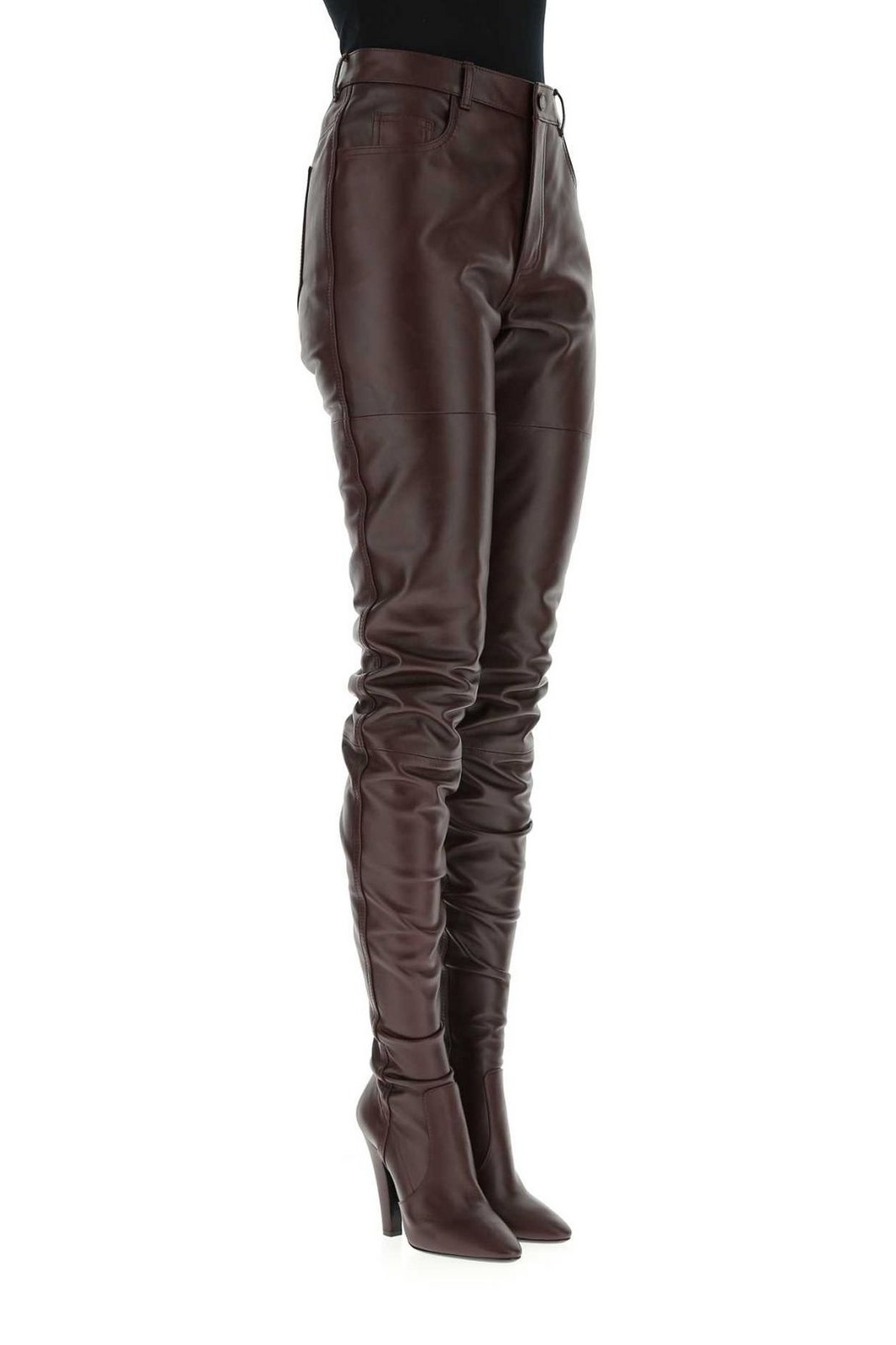 Saint Laurent Leather Slim Fit Pantaboots – Cettire