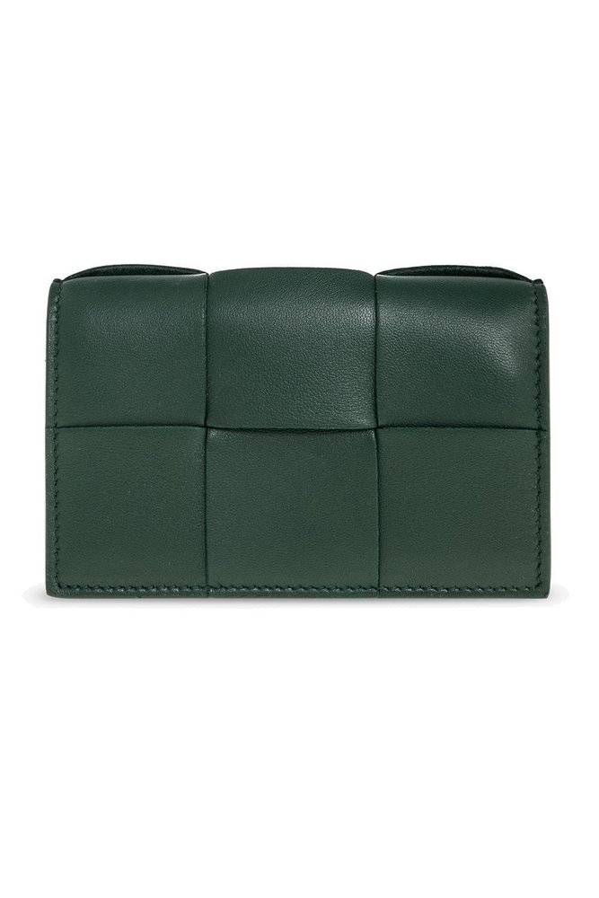 INTRECCIATO BUSINESS 11 EMERALD GREEN CALFSKIN CARD CASE main image 0