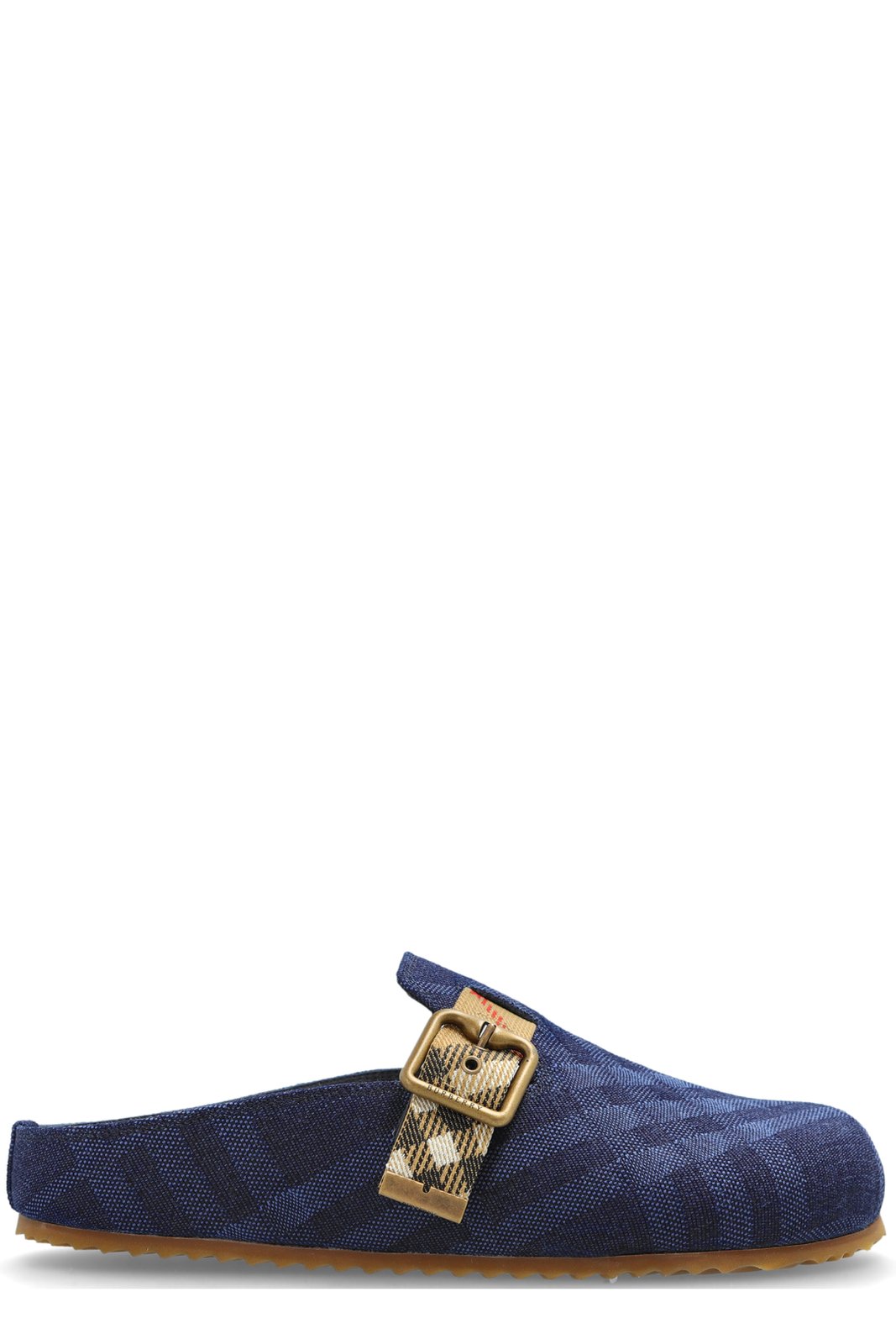 버버리 어친 체크 버클 플랫 뮬 8123825A2993 네이비