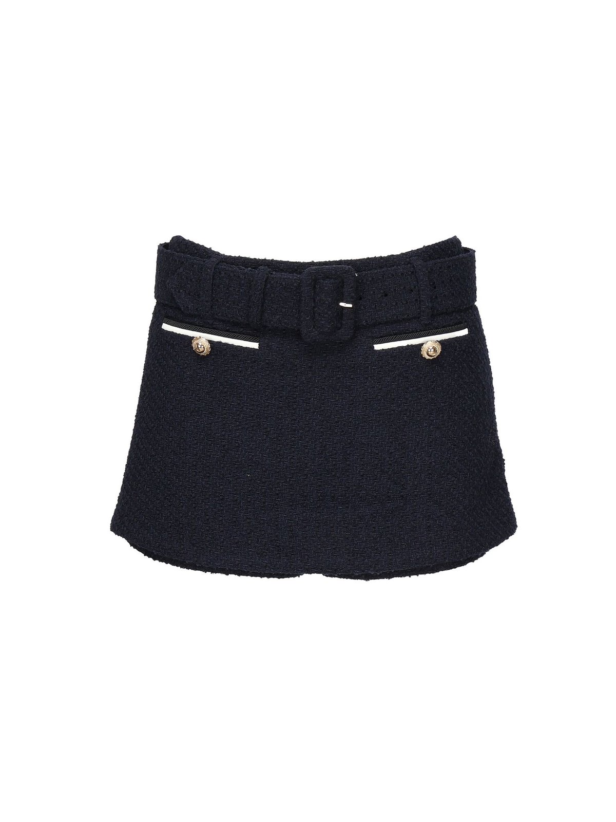 Self-Portrait Belted Waist Tweed Shorts