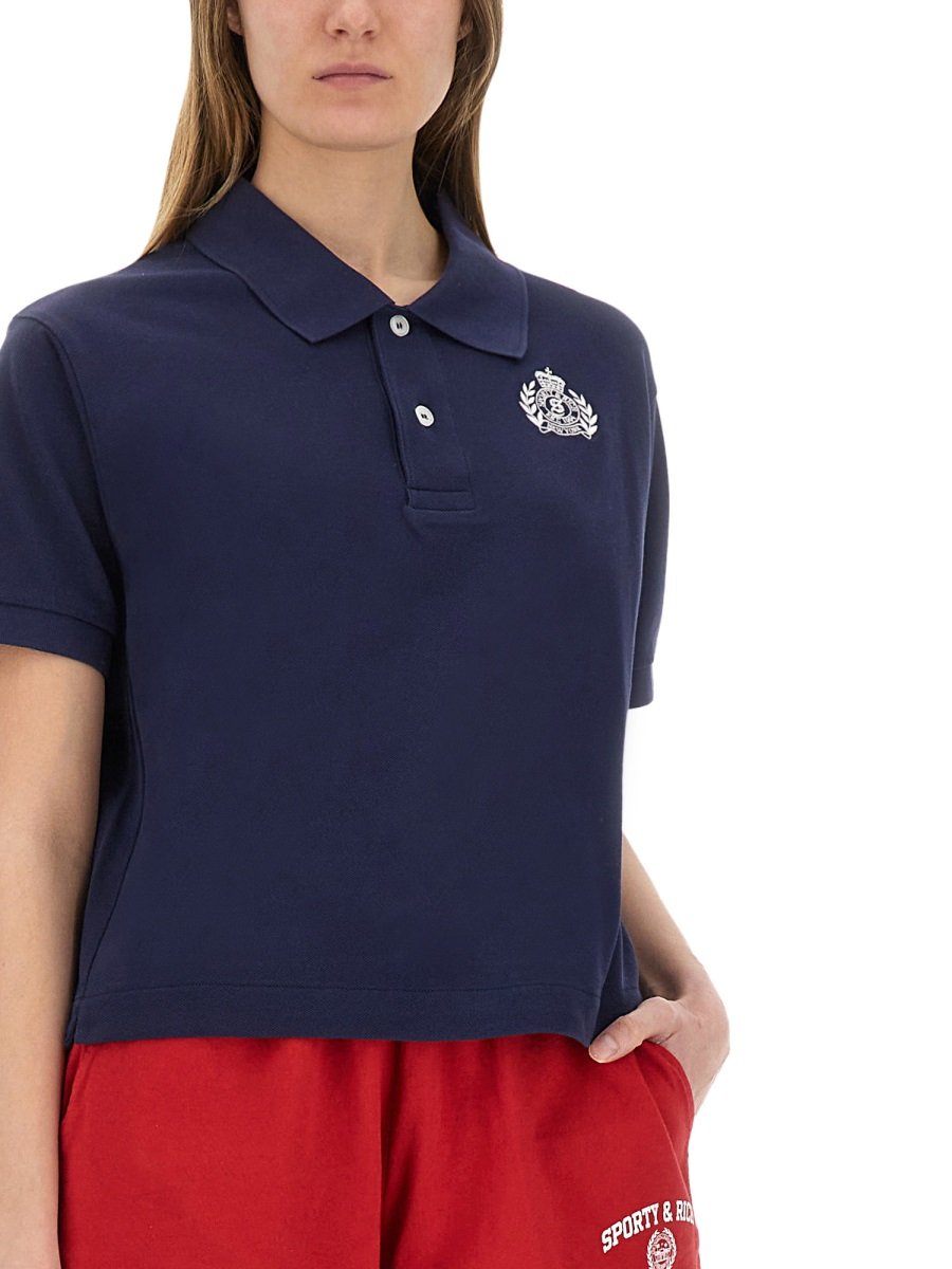 Sporty & Rich Logo Embroidered Short-Sleeved Polo Top