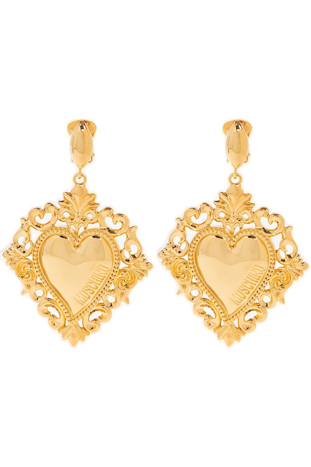 ピアス Moschino Heart Earrings 90s MOSCHINO BIJOUX Runway Heart Pearl Gold Clip On Earrings