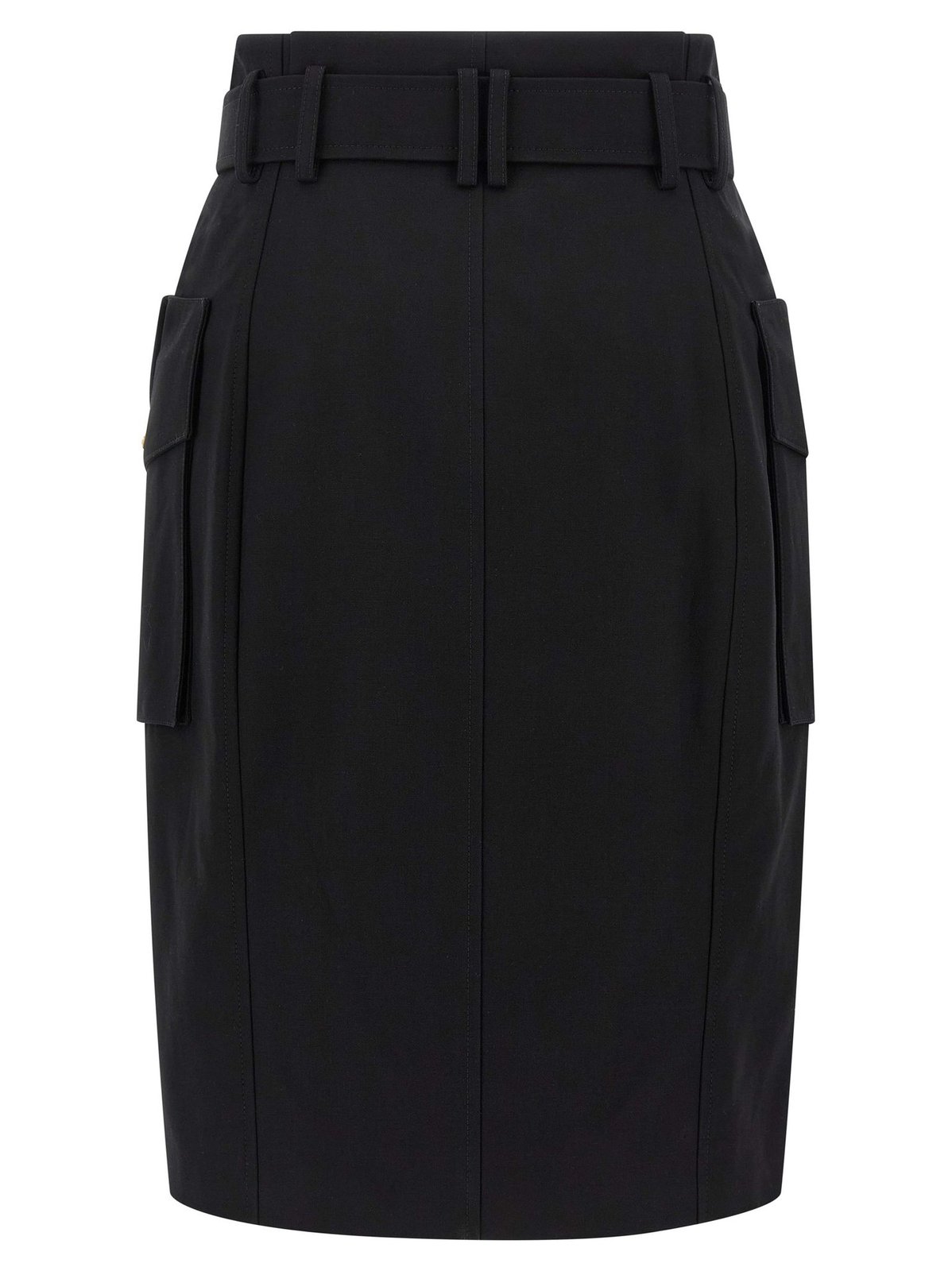 Balmain Gabardine Wrap Midi Skirt