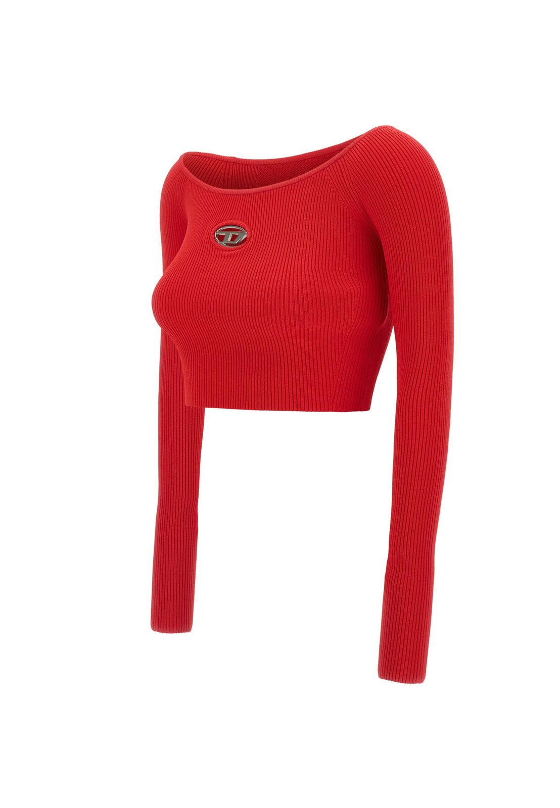 Diesel M-Vera-Ls Ribbed Knit Off-The-Shoulder Top