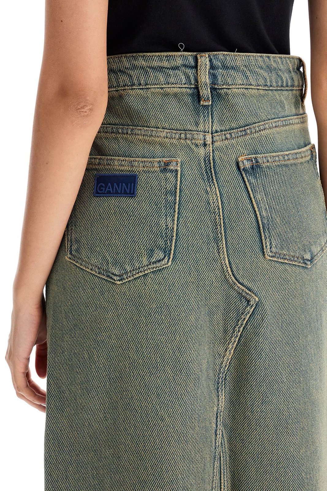 Ganni Overdyed Heavy Denim Maxi Skirt