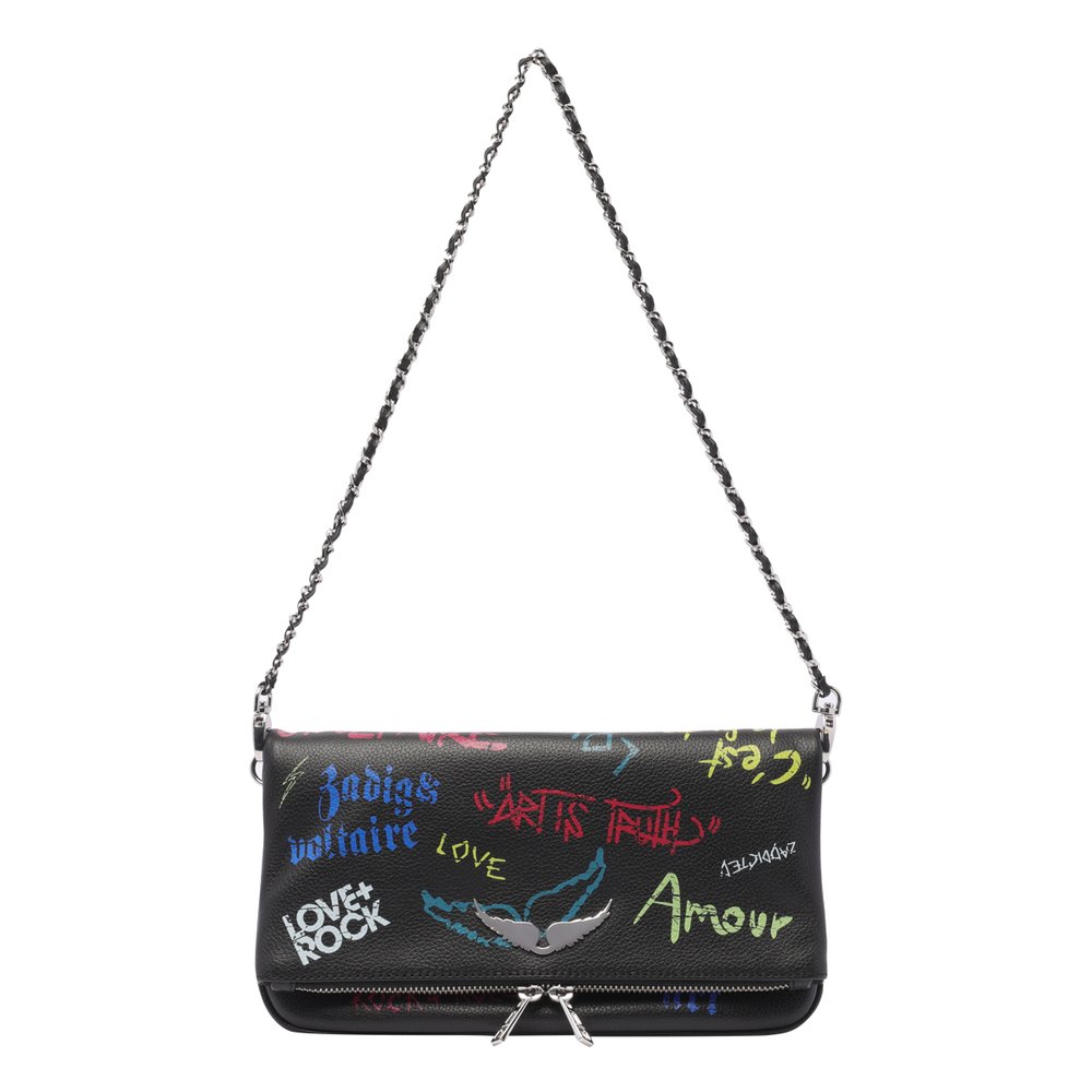 Zadig & Voltaire Logo Plaque Graffiti Printed Crossbody Bag In Multi