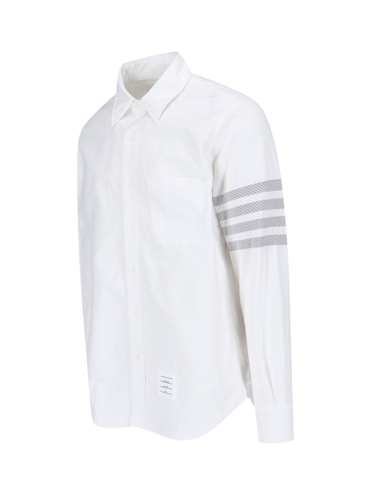Thom Browne 4-Bar Stripe Curved Hem Shirt