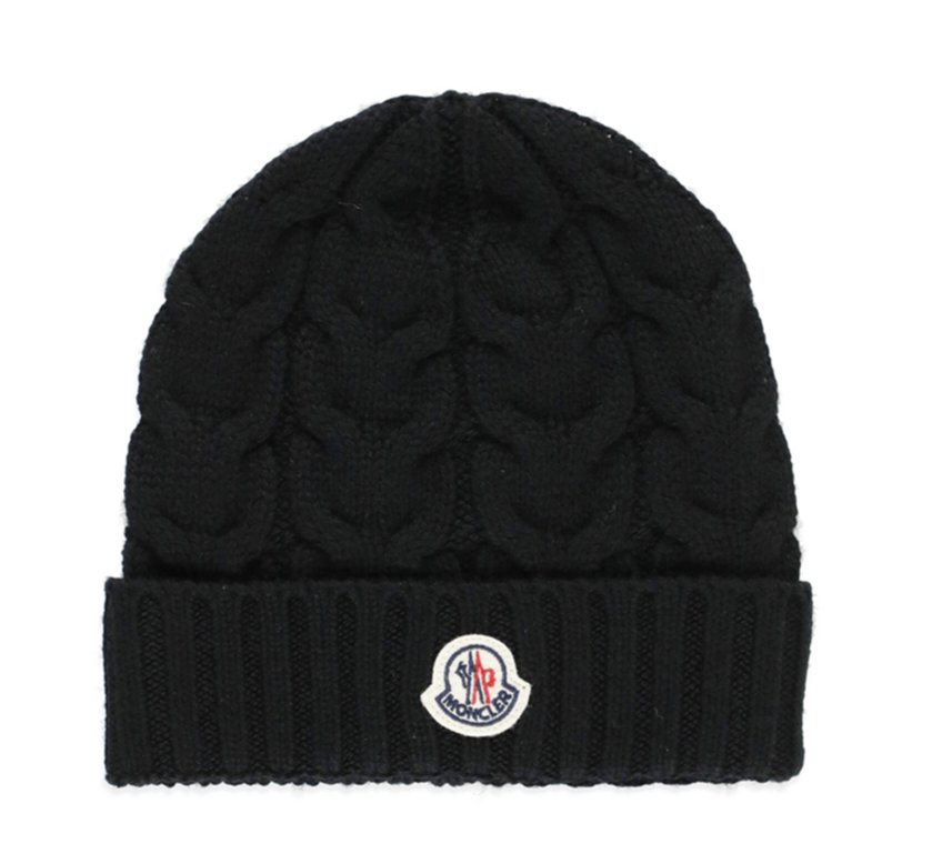 Moncler Enfant Logo Patch Cable-Knitted Beanie