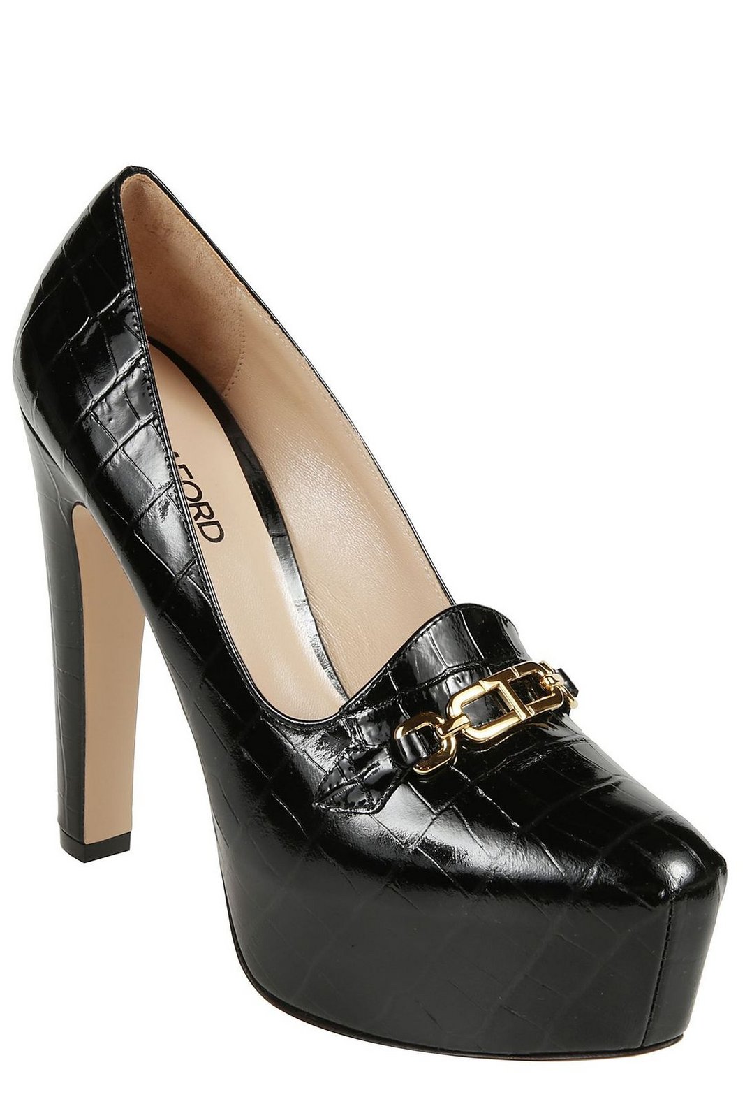 Tom Ford Shiny Stamped Whitney Platform Pumps