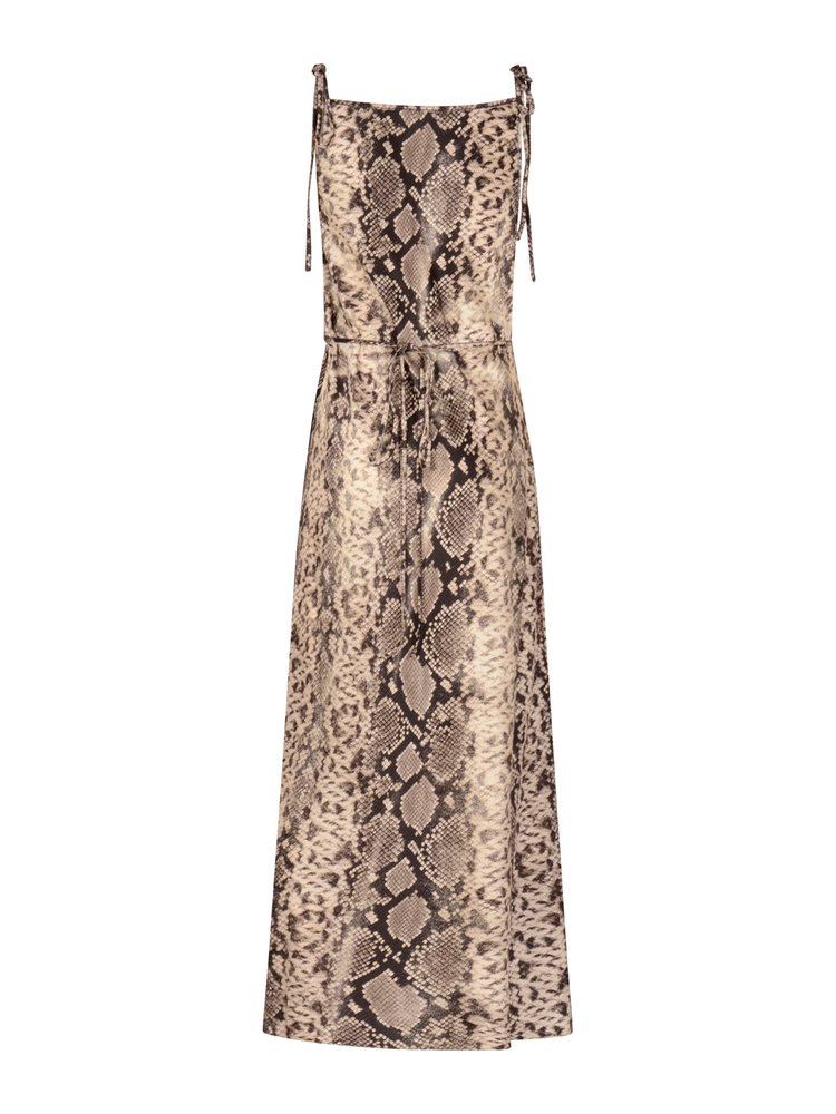 【送料&関税込】Acne Studios Satin Python Printed Dress ACNE STUDIOS Wrap-effect draped snake-print hammered-satin