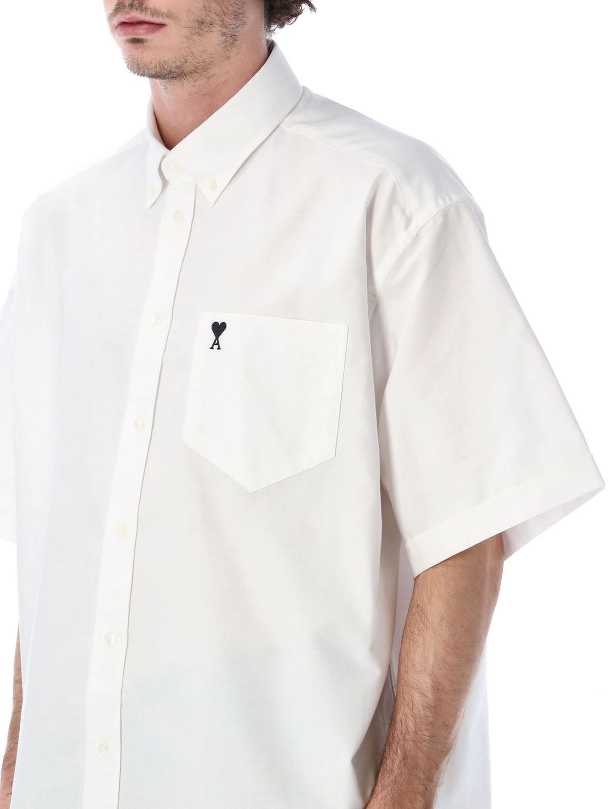 AMI Short-Sleeved Curved Hem Shirt – Cettire