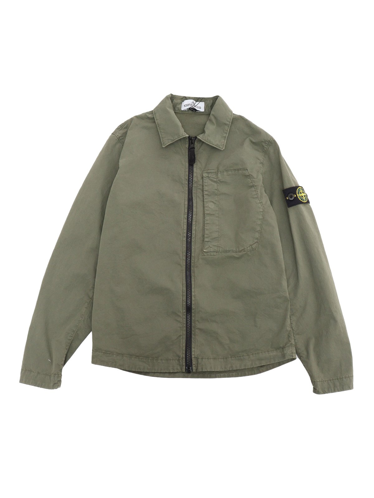 Shop Stone Island Junior Long Sleeved Compass Patch Jacket