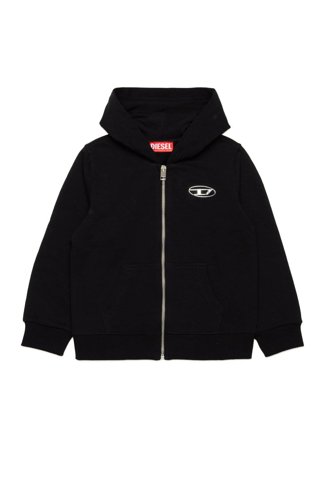 Diesel Kids Oval-D Logo Zipped Hoodie
