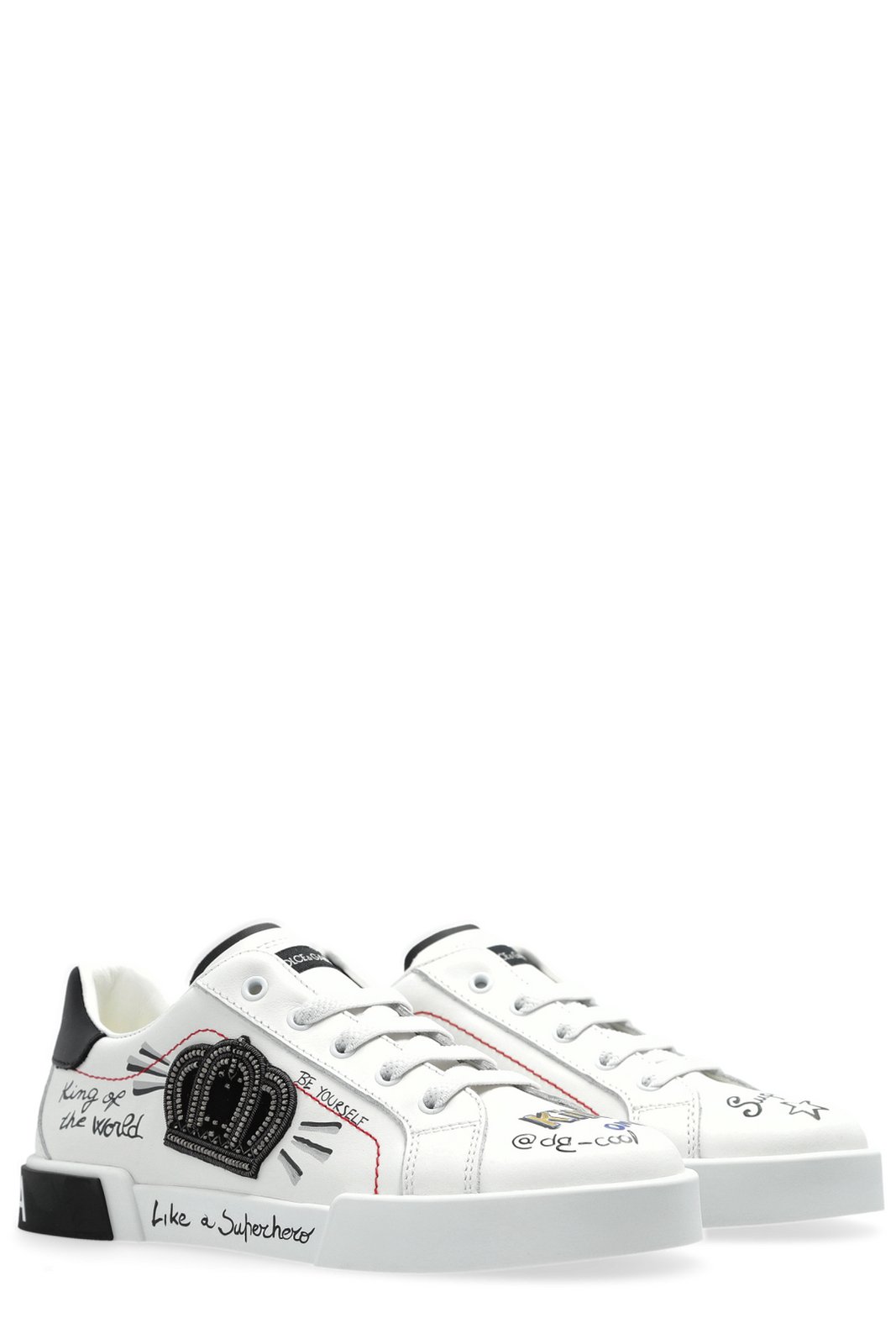 Dolce & Gabbana Kids Graphic Printed Embellished Lace-Up Sneakers