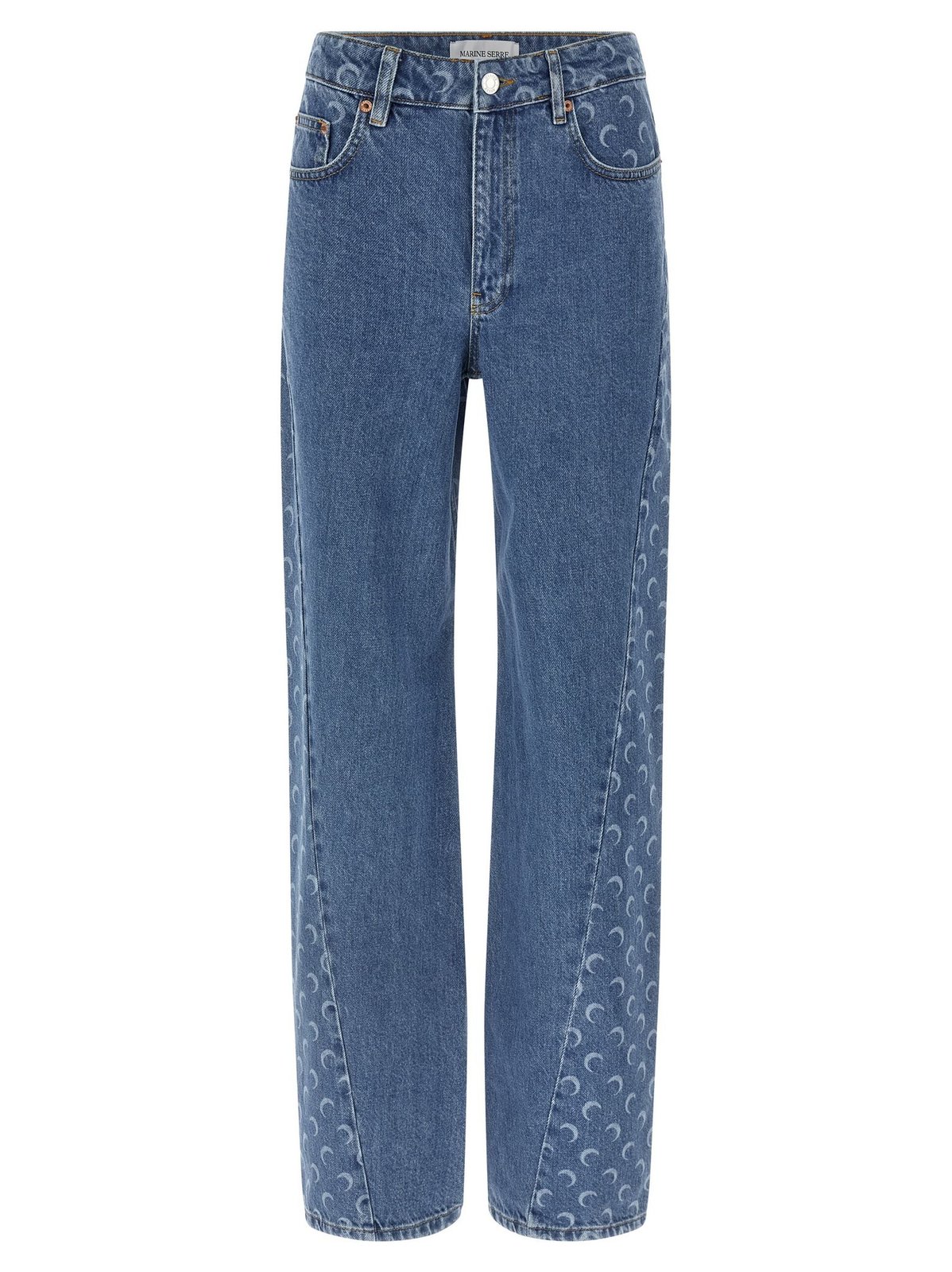 Marine Serre Allover Moon Printed Straight-Leg Jeans
