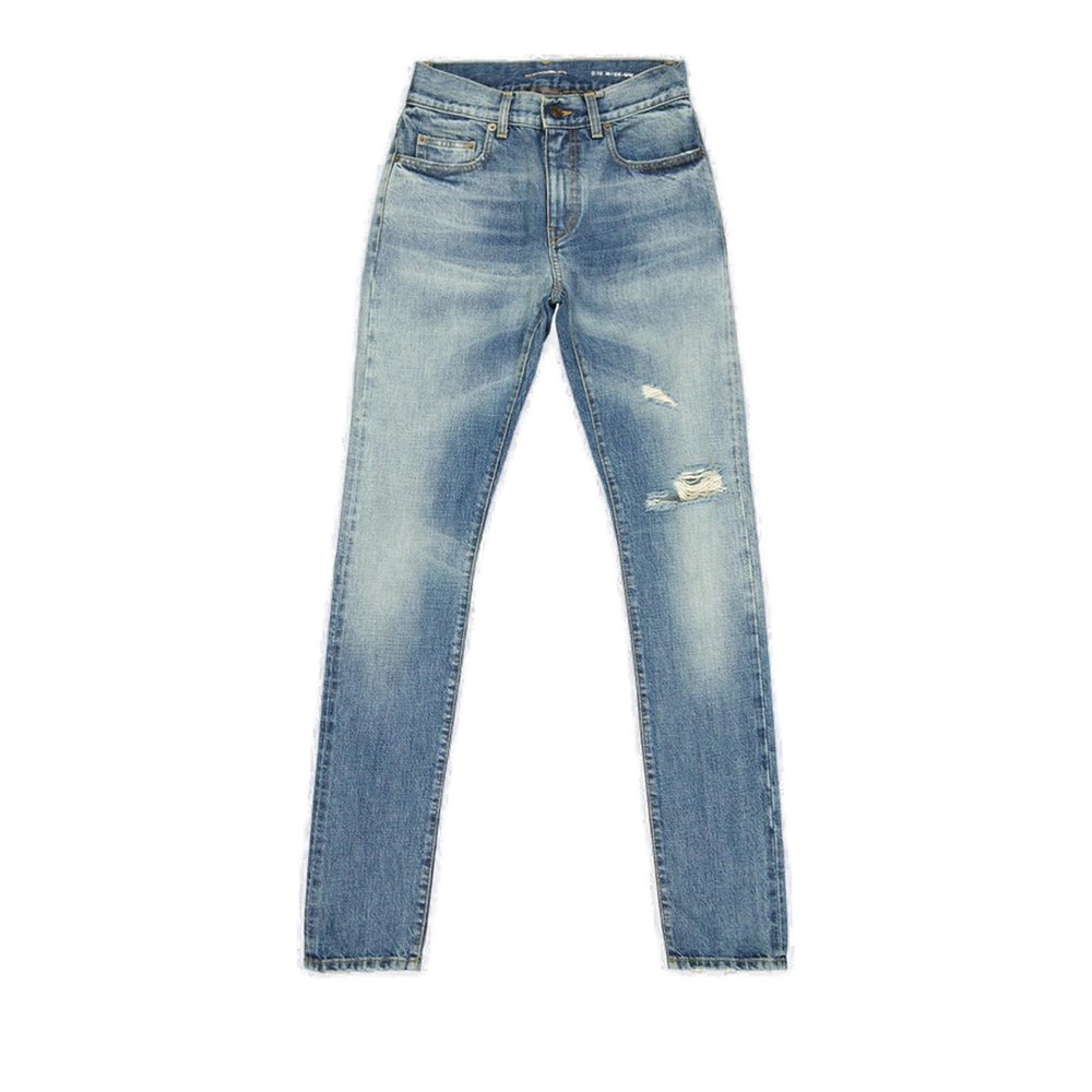 Saint Laurent Distressed Skinny Jeans – Cettire