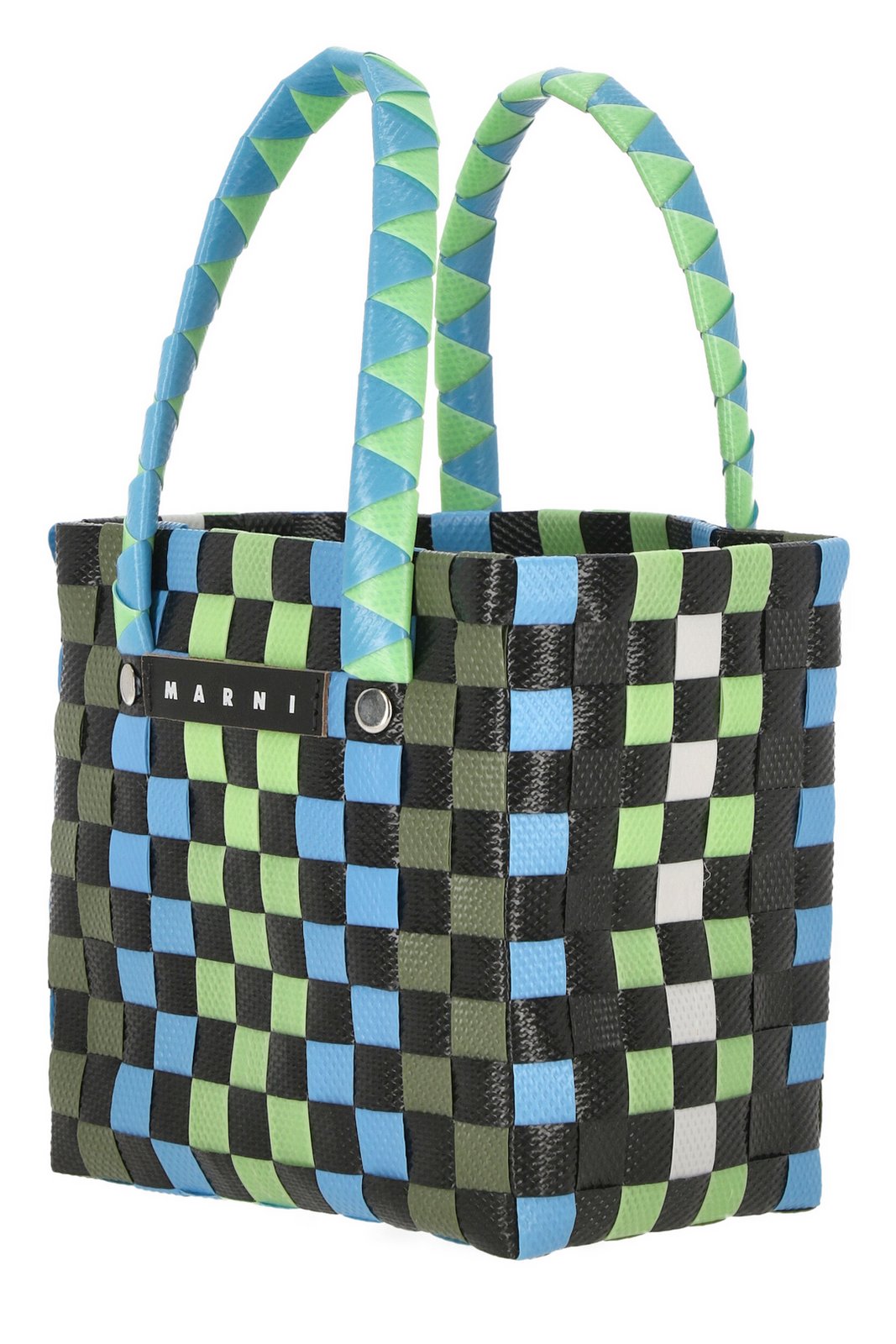 Marni Kids Interwoven Designed Mini Market Basket Bag