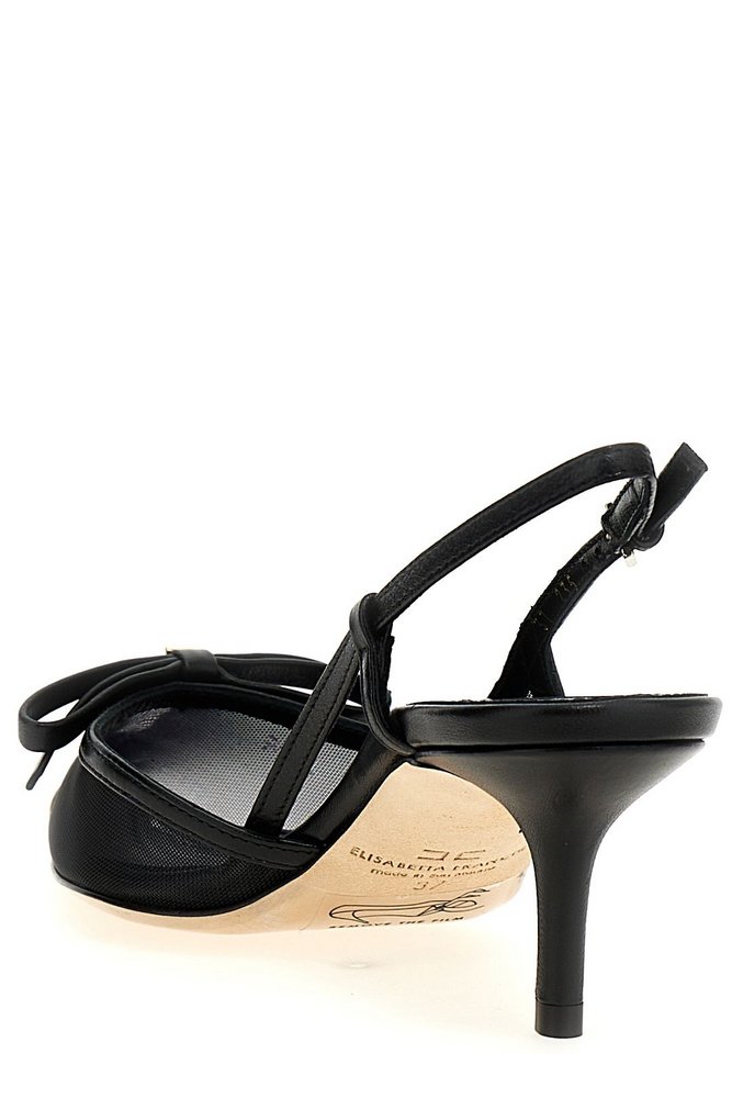 サンダル・ミュール ELISABETTA FRANCHI SS25 Bow slingback (SA71L51E2 110) Elisabetta Franchi Bow Mesh Slingback Pumps – Cettire