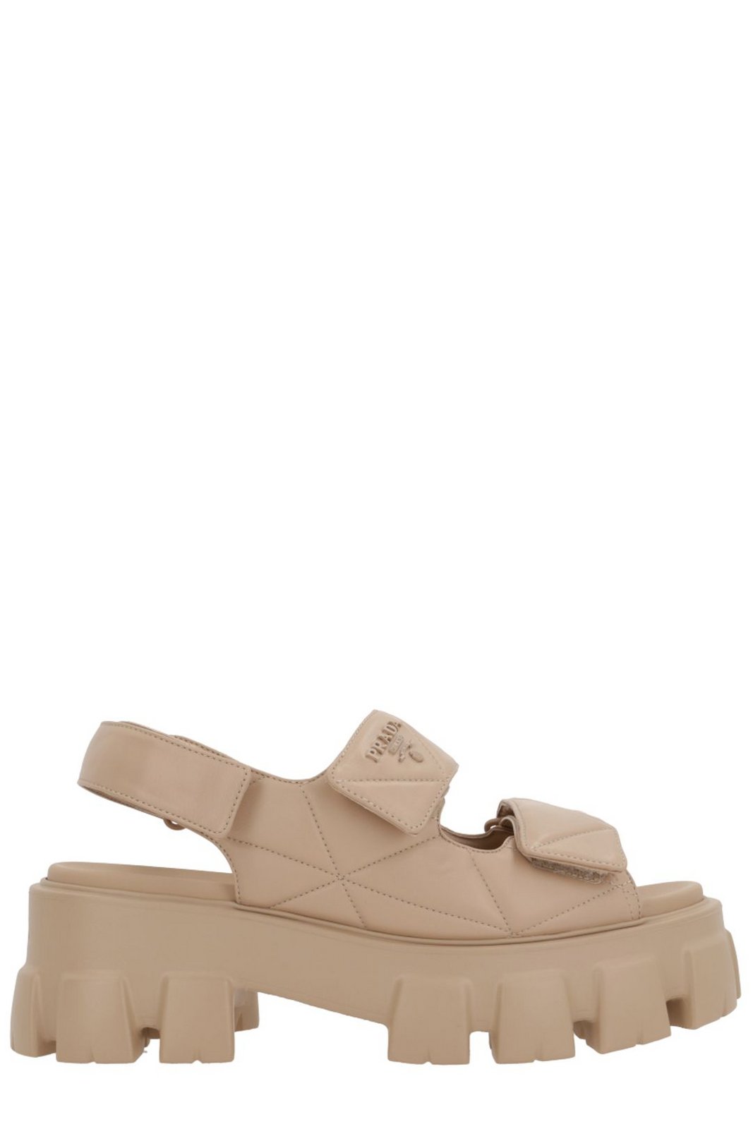 Prada Triangle-Logo Quilted Sandals
