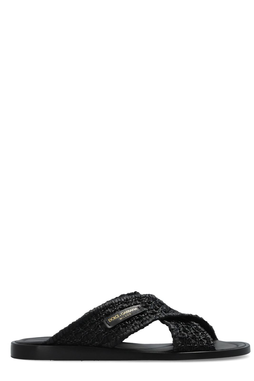DOLCE&GABBANA クロスストラップ サンダル ブラック　40 ドルチェ＆ガッバーナ ウーブン クロスストラップ スライドサンダル