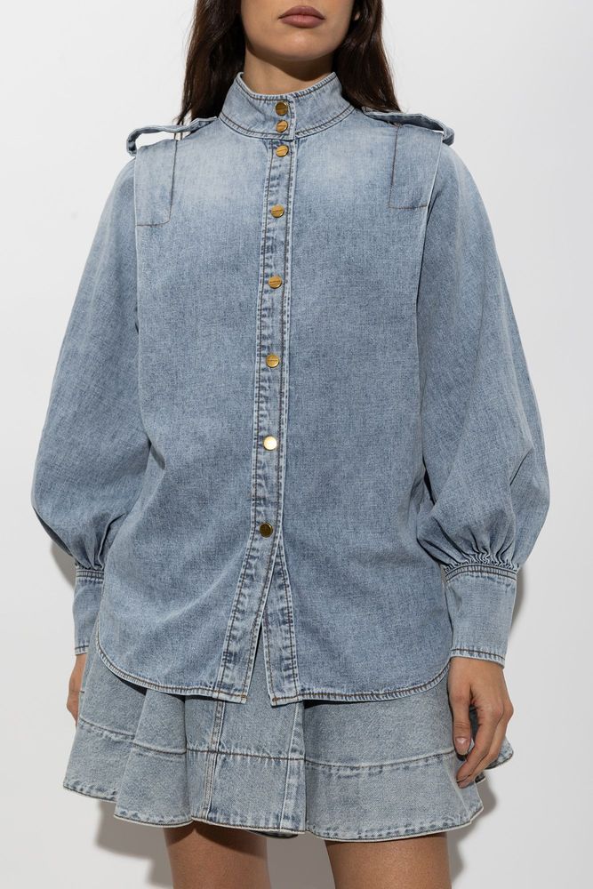 ZIMMERMANN 버튼 데님 셔츠 탑