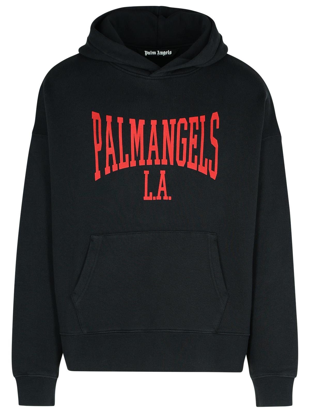 Shop Palm Angels Logo Printed Drop Shoulder Hoodie on Sale at