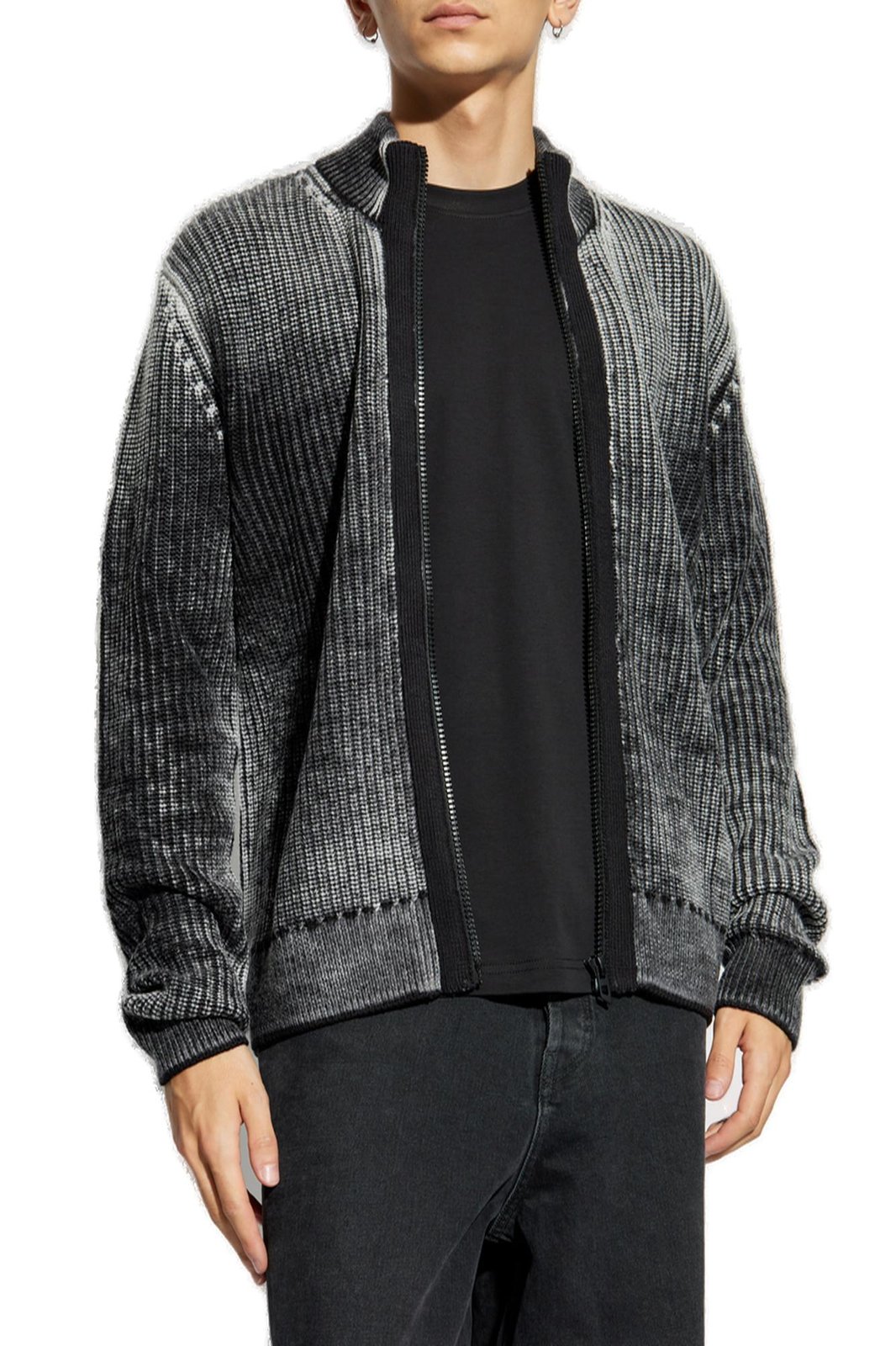 【DIESEL】K-Arini Zip-Up Knit Sweater Diesel Men's' K-Arini Zip-Up Knit Sweater in Black | LN-CC®