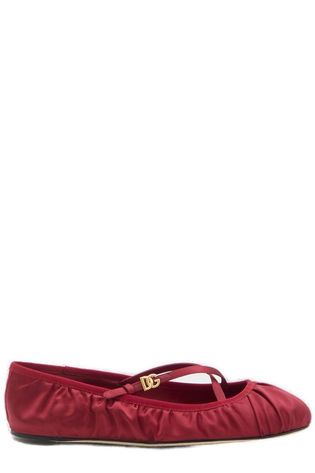 Dolce & Gabbana Logo Buckle Ruched Detailed Ballet Flats