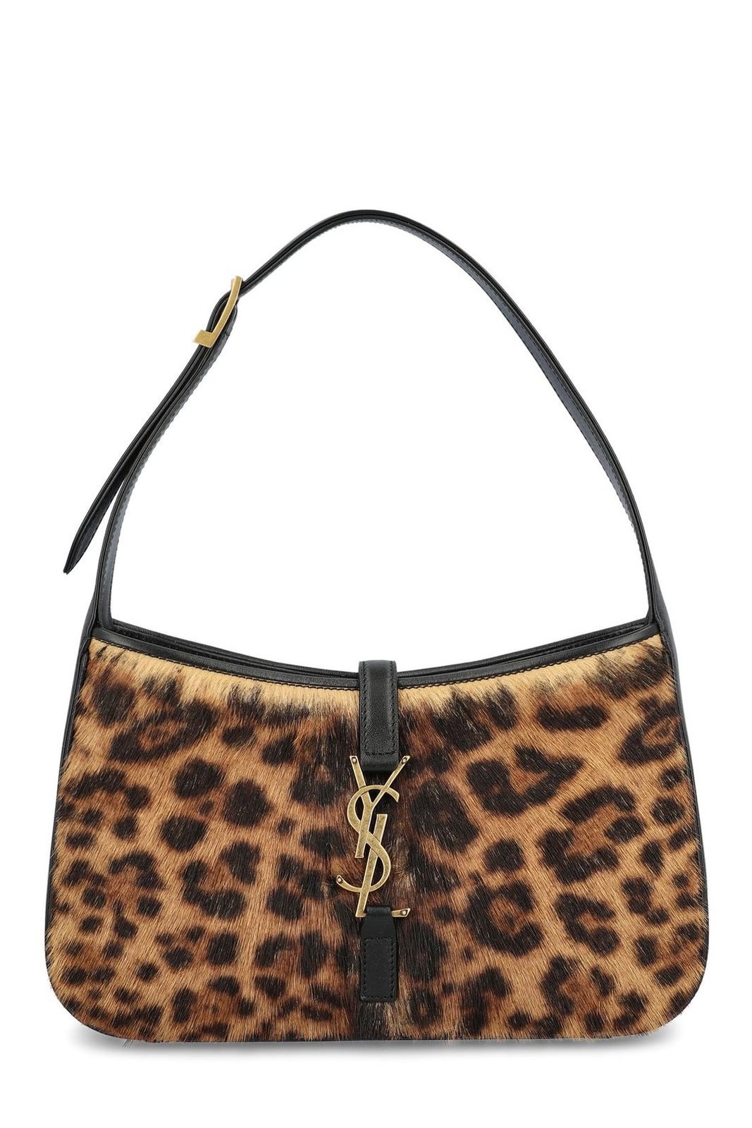 Saint Laurent Leopard Patterned Logo Plaque Tote Bag