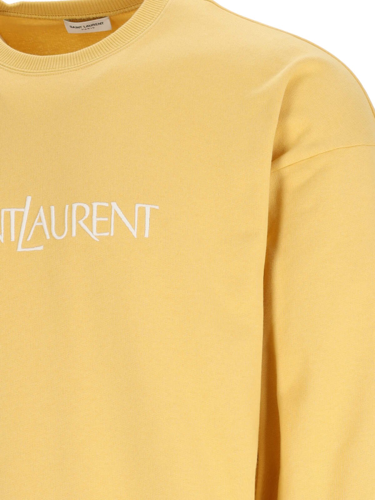 Shop Saint Laurent Logo Embroidered Crewneck Sweatshirt on