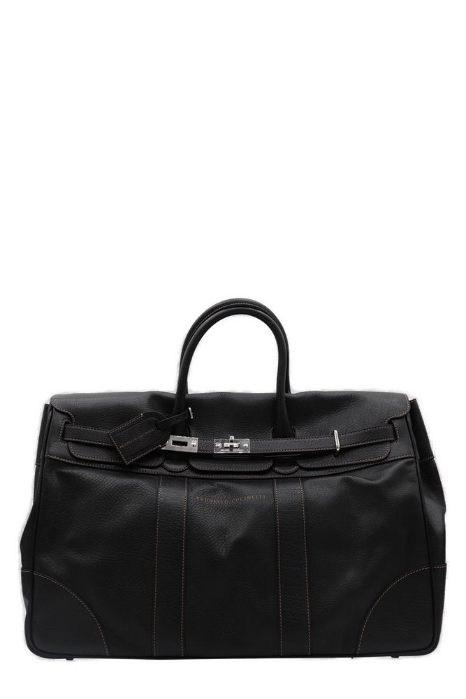 Brunello Cucinelli Weekender Country Logo Detailed Luggage Bag
