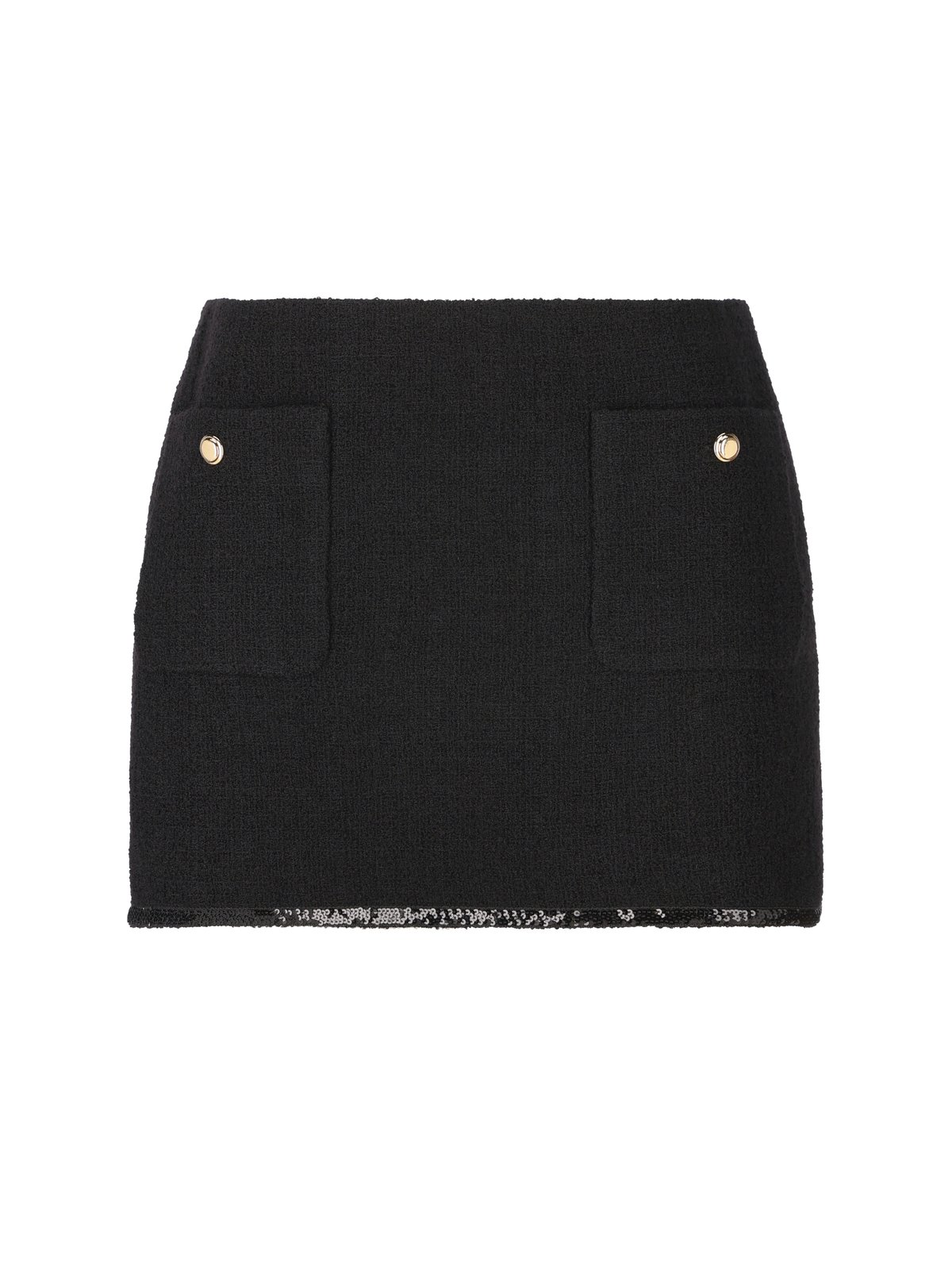 Miu Miu Logo-Patch Sequin-Trim Mini Skirt
