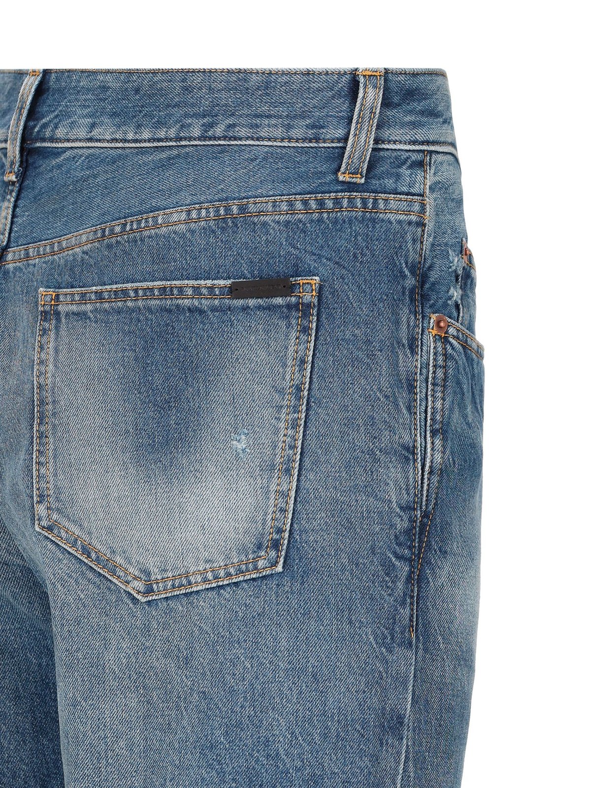Saint Laurent Logo Patch Straight Leg Jeans