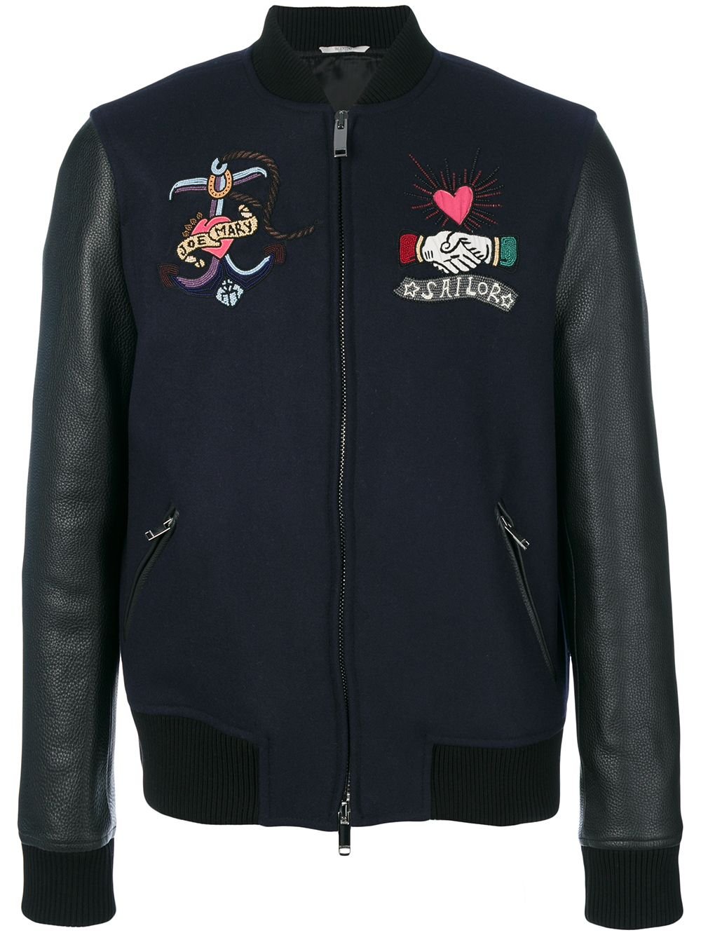 Valentino Graphic Patch Zip-Up Varsity Jacket – Cettire