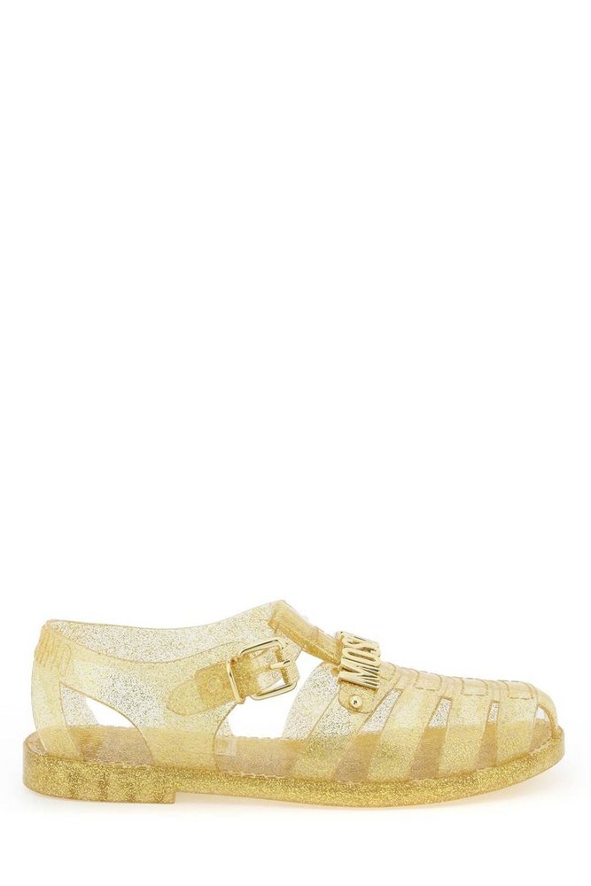 moschino logo jelly sandals