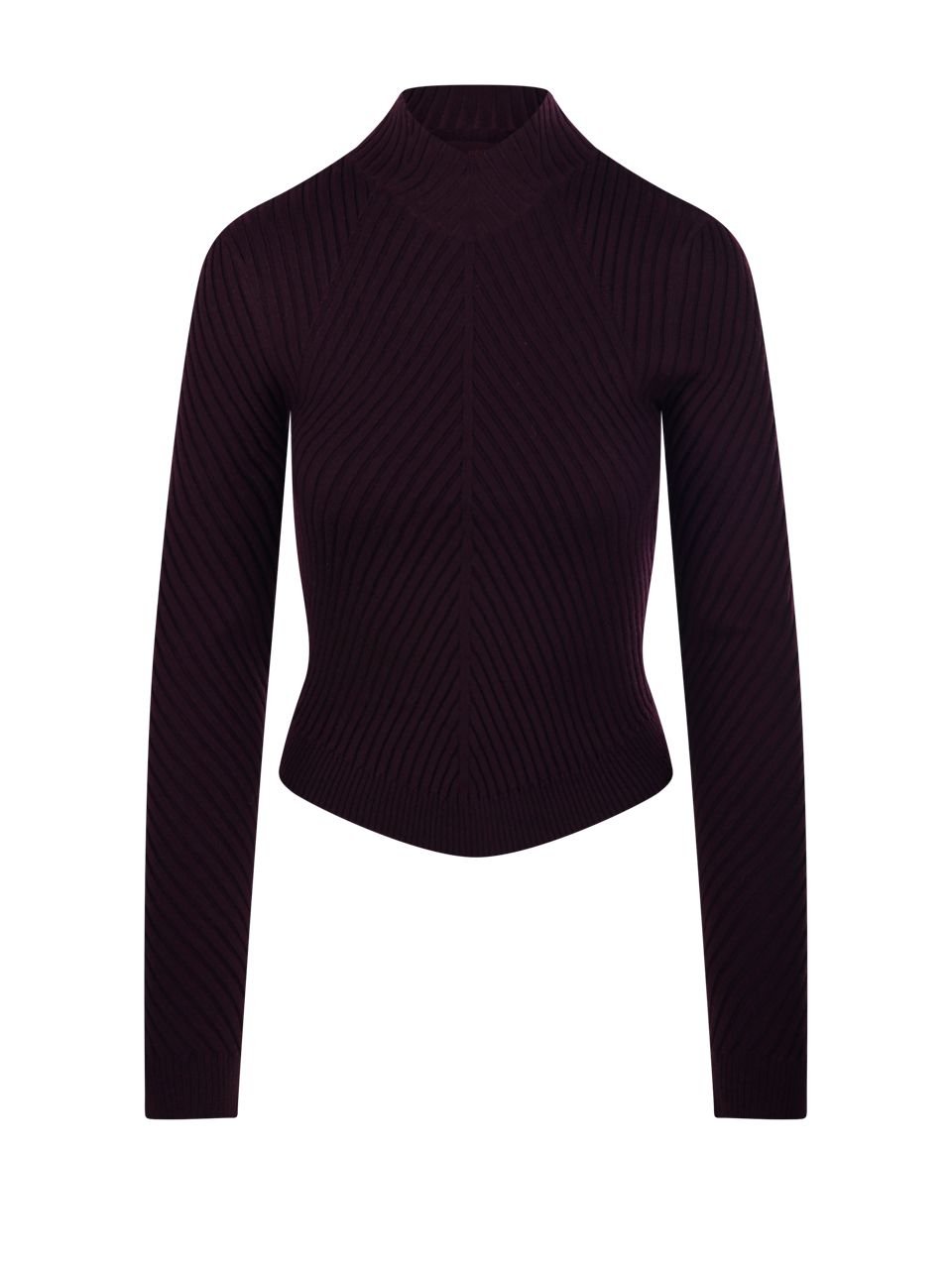 Victoria Beckham Ribbed Long Sleeve Knit Polo Top