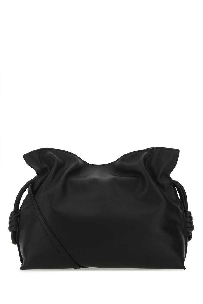 Loewe Flamenco Logo Detailed Drawstring Clutch Bag In Black | ModeSens