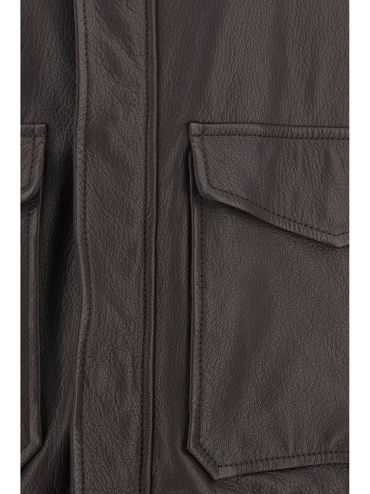 Brunello Cucinelli Aviator Zip-Up Leather Jacket