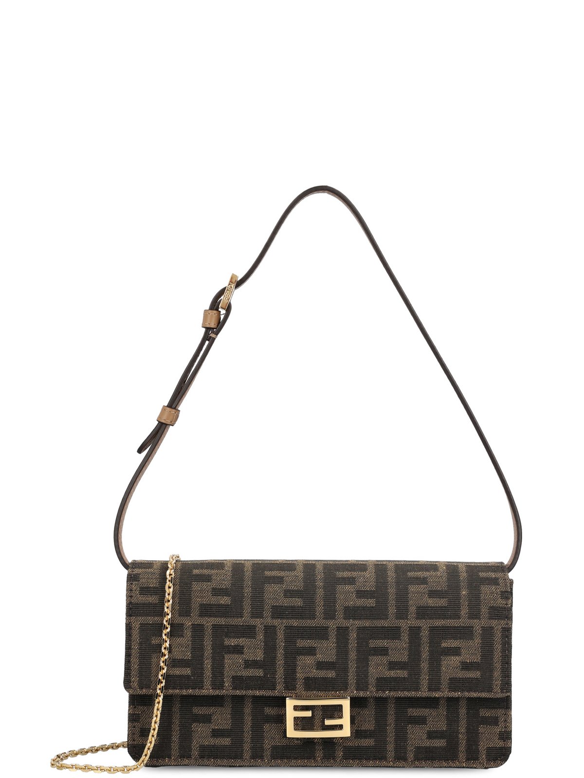 Fendi Baguette FF Jacquard Chain-Linked Wallet