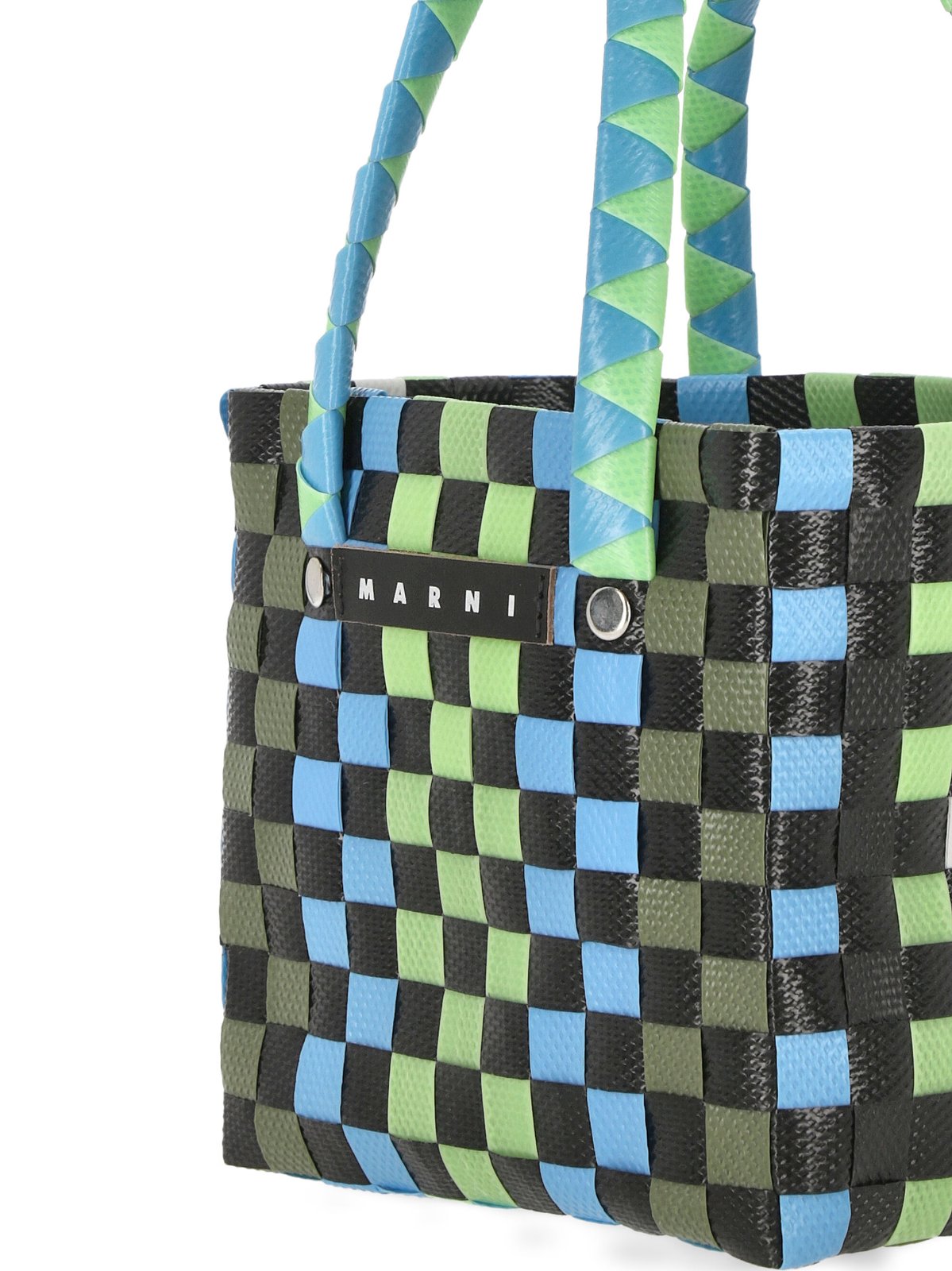 Marni Kids Interwoven Designed Mini Market Basket Bag