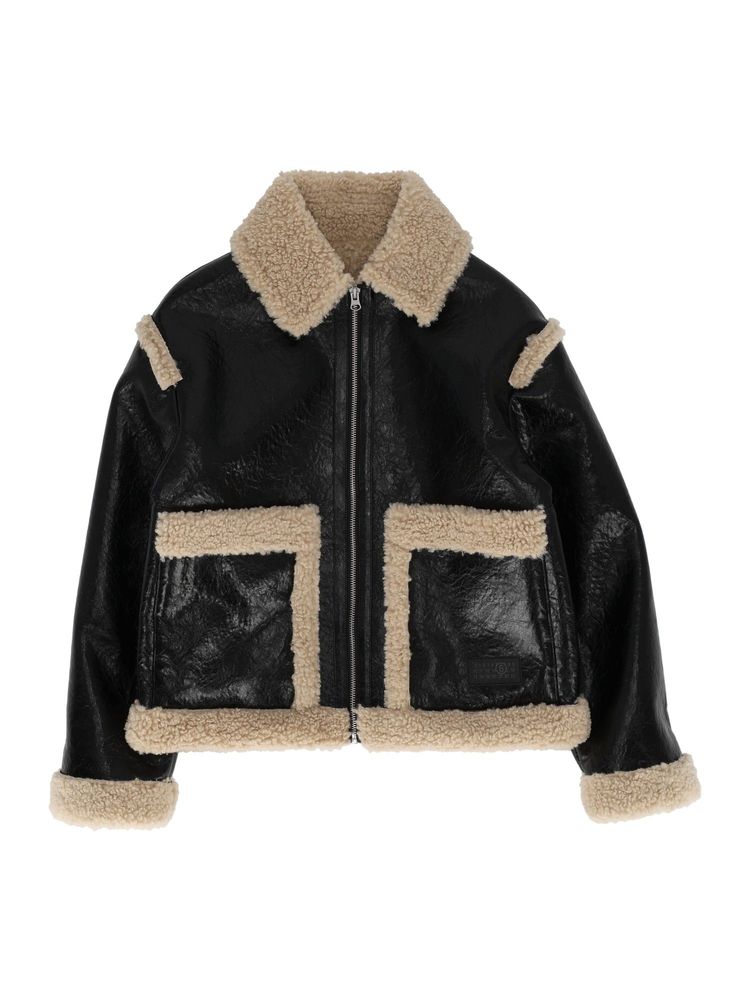 MM6 Maison Margiela Kids 집업 인조 가죽 자켓