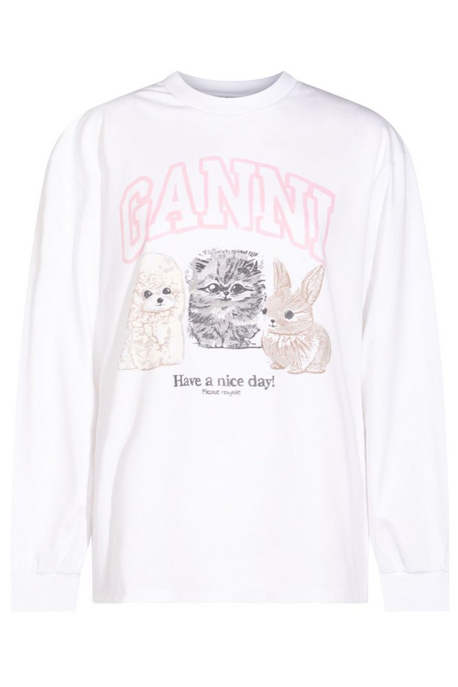 Ganni Animal Print Long Sleeve T-Shirt