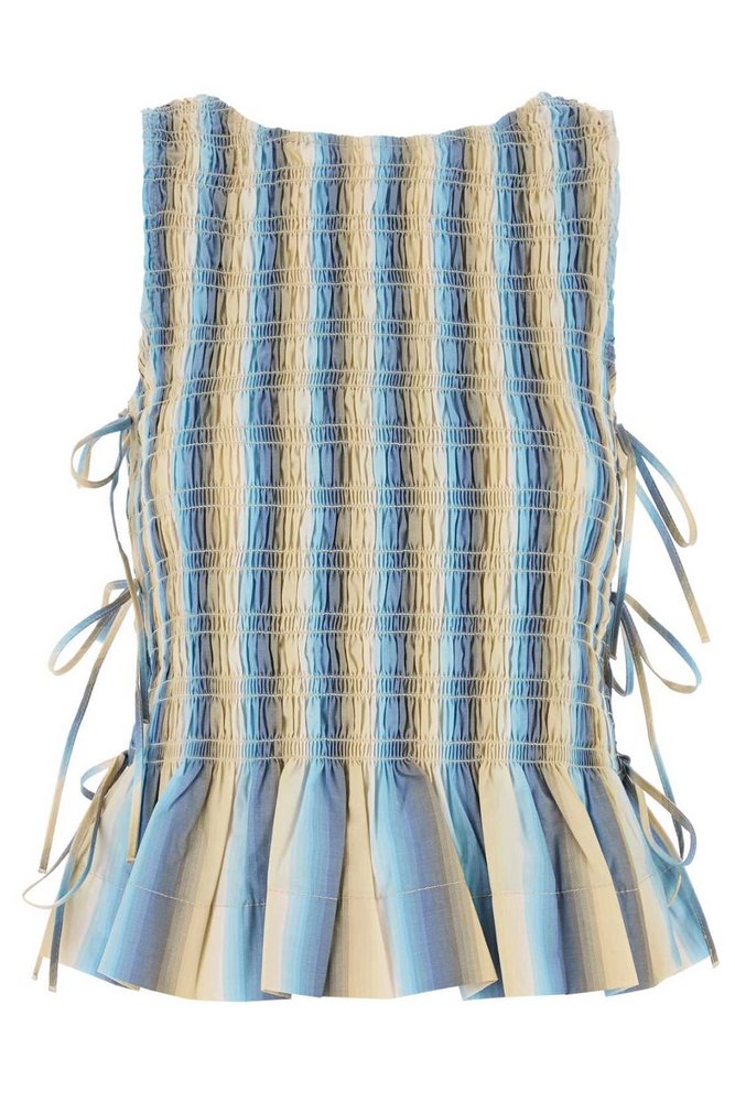 Ganni Ombre Striped Smock Tie Top – Cettire
