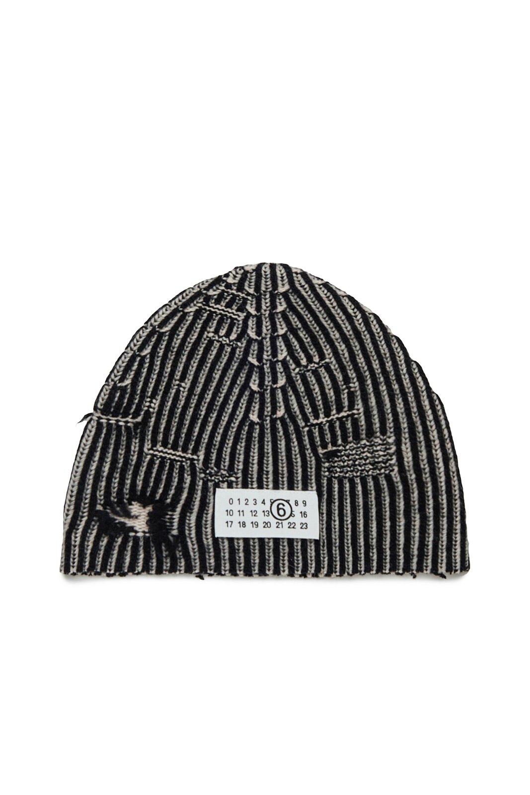 MM6 Maison Margiela Kids Logo Patch Ribbed-Knit Beanie