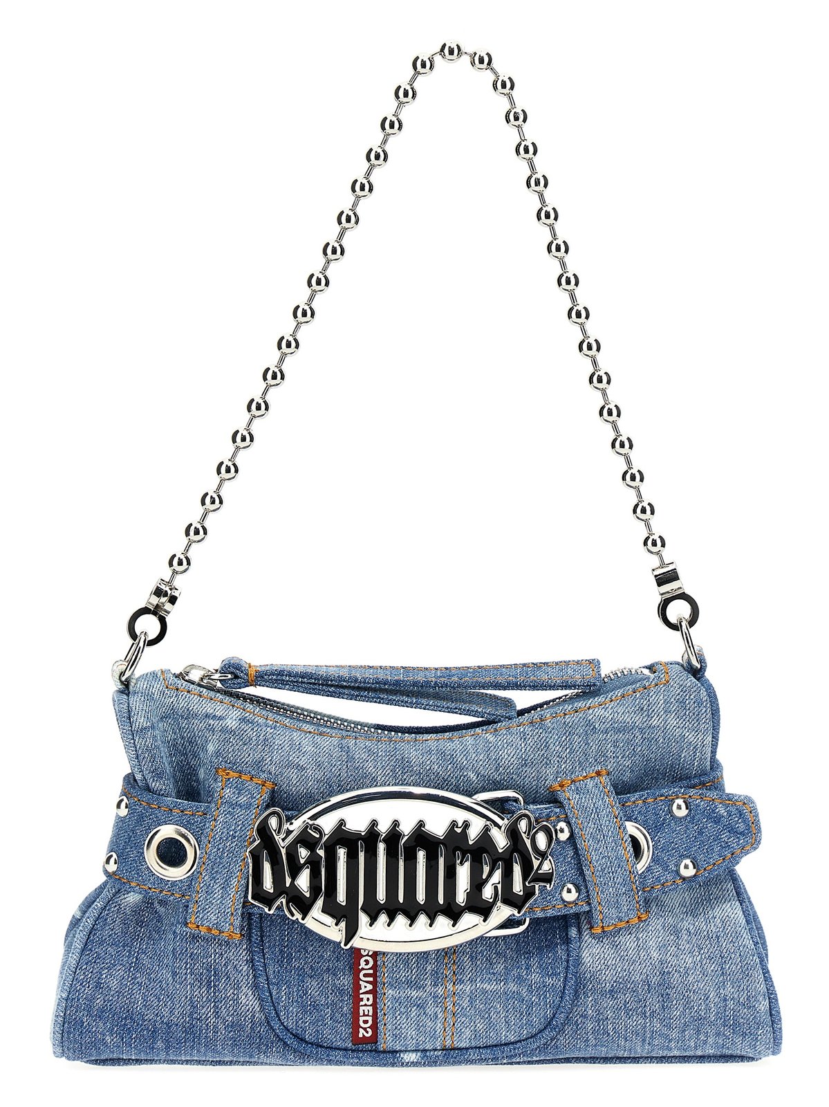 Dsquared2 Gothic Logo Plaque Denim Shoulder Bag
