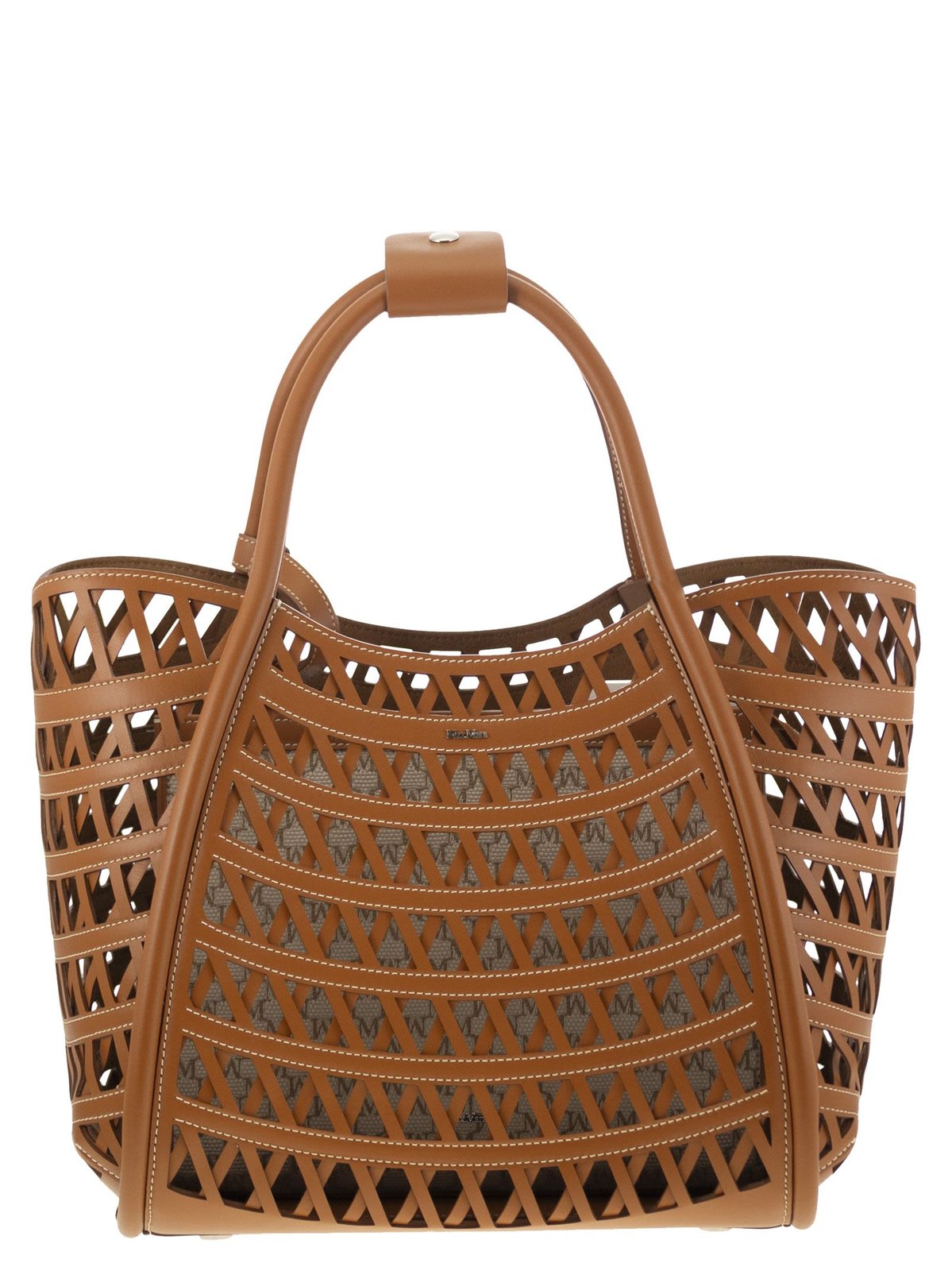 Max Mara： ロゴプレート カットアウト トートバッグ マックスマーラ ロゴプレート カットアウト トートバッグ