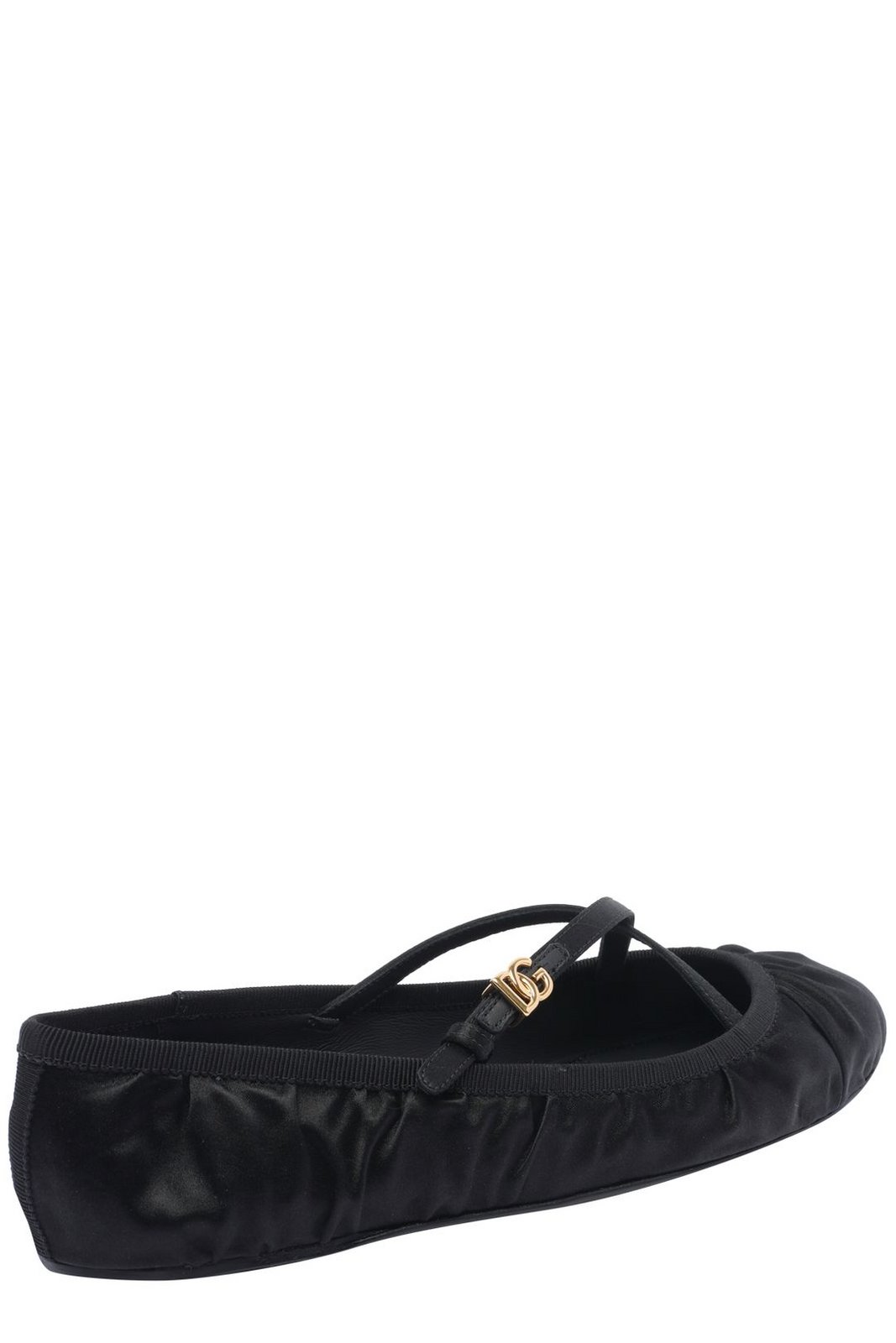 Dolce & Gabbana Logo Buckle Ruched Detailed Ballet Flats