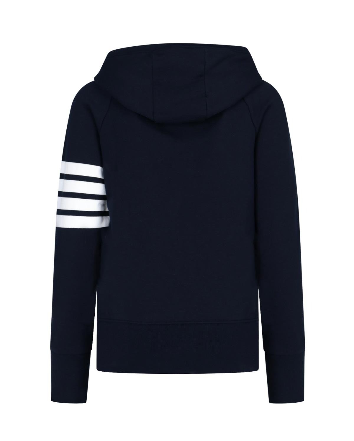 Thom Browne Engineered 4-Bar Zip-Up Drawstring Hoodie