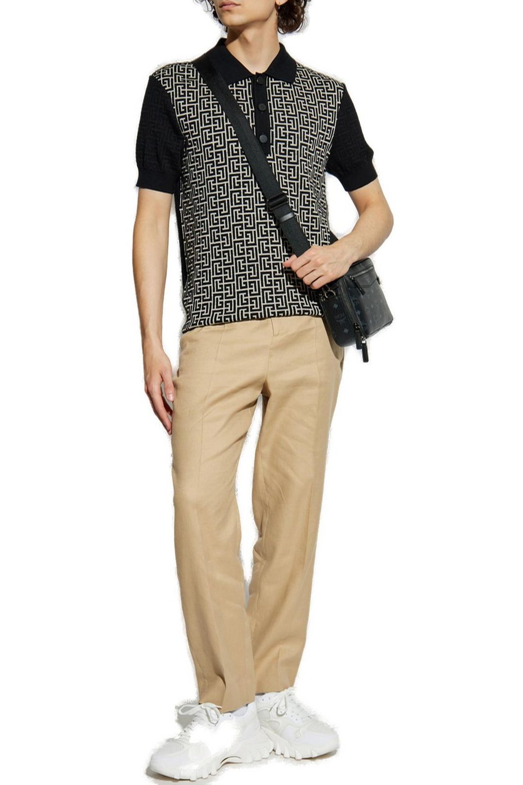 Tシャツ・カットソー BALMAIN FW25 MONOGRAM POLO (FH1GB020KI80 GFE) 22143312_51894619_600.jpg